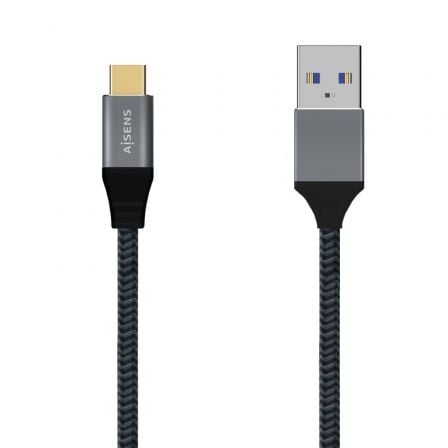 Cable USB 3.1 Tipo - C Aisens A107 - 0631/ USB Tipo - C Macho - USB Macho/ Hasta 27W/ 1250Mbps/ 1m/ Gris - Tiensol