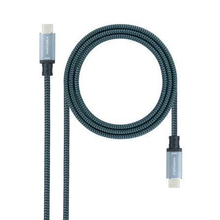 Cable USB 3.1 Tipo - C Nanocable 10.01.4101 - COMB/ USB Tipo - C Macho - USB Tipo - C Macho/ Hasta 100W/ 20Gbps/ 1m/ Gris y Negro - Tiensol