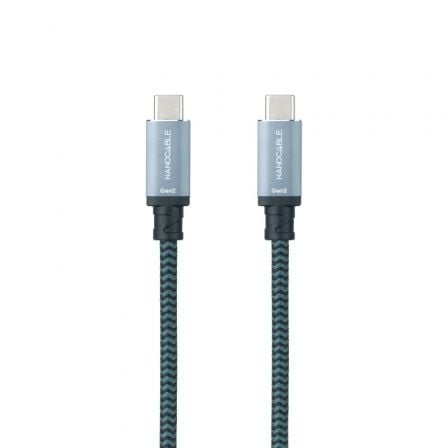 Cable USB 3.1 Tipo - C Nanocable 10.01.4101 - COMB/ USB Tipo - C Macho - USB Tipo - C Macho/ Hasta 100W/ 20Gbps/ 1m/ Gris y Negro - Tiensol