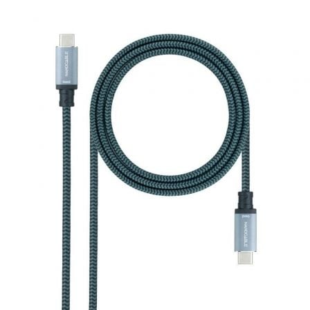 Cable USB 3.2 Tipo - C Nanocable 10.01.4103 - COMB/ USB Tipo - C Macho - USB Tipo - C Macho/ Hasta 100W/ 20Gbps/ 3m/ Gris y Negro - Tiensol