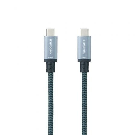 Cable USB 3.2 Tipo - C Nanocable 10.01.4103 - COMB/ USB Tipo - C Macho - USB Tipo - C Macho/ Hasta 100W/ 20Gbps/ 3m/ Gris y Negro - Tiensol