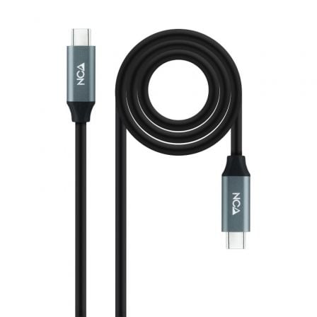 Cable USB 3.2 Tipo - C Nanocable 10.01.4301 5A 100W/ USB Tipo - C Macho - USB Tipo - C Macho/ 1m/ Gris y Negro - Tiensol