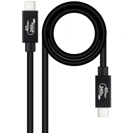 Cable USB 4.0 Nanocable 10.01.5001/ USB Tipo - C Macho - USB Tipo - C Macho/ Hasta 240W/ 40Gbps/ 1m/ Negro - Tiensol