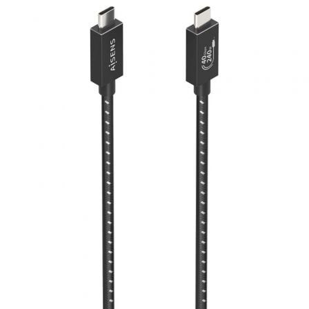 Cable USB 4.0 Tipo - C Aisens A156 - 0866/ USB Tipo - C Macho - USB Tipo - C Macho/ Hasta 240W/ 40Gbps/ 50cm/ Gris - Tiensol