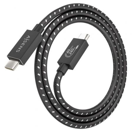 Cable USB 4.0 Tipo - C Aisens A156 - 0867/ USB Tipo - C Macho - USB Tipo - C Macho/ Hasta 240W/ 1m/ Gris - Tiensol