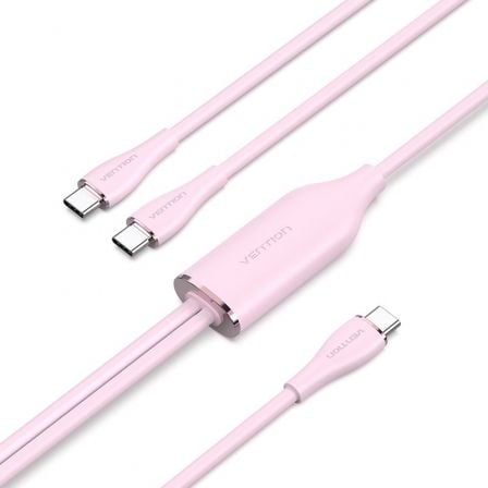 Cable USB Tipo - C Vention CTMPG/ USB Tipo - C Macho - 2 x USB Tipo - C Macho/ Hasta 100W/ 480Mbps/ 1.5m/ Rosa - Tiensol