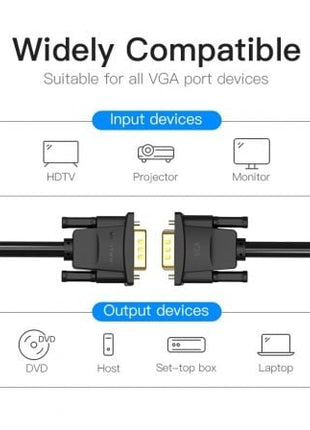 Cable VGA Vention DADBL/ VGA Macho - VGA Macho/ 10m/ Negro - Tiensol