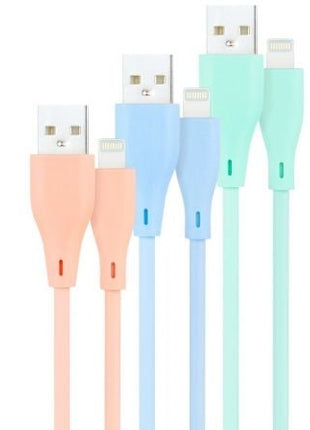 Cables USB 2.0 Lightning Nanocable 10.10.0401 - A1/ USB Macho - Lightning Macho/ 1m/ 3 Unidades/ Rosa, Azul y Verde - Tiensol