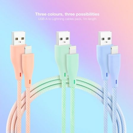 Cables USB 2.0 Lightning Nanocable 10.10.0401 - CO1/ USB Macho - Lightning Macho/ 1m/ 3 Unidades/ Rosa, Azul y Verde - Tiensol