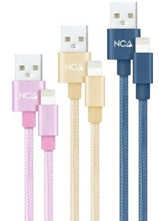 Cables USB 2.0 Lightning Nanocable 10.10.0401 - CO2/ USB Macho - Lightning Macho/ 1m/ 3 Unidades/ Rosa, Dorado, Azul Pacífico - Tiensol