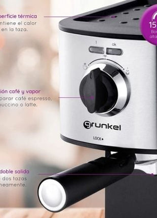 Cafetera Expreso Grunkel CAFPRESO - H15/ 850W/ 15 Bares - Tiensol