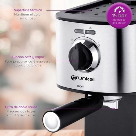 Cafetera Expreso Grunkel CAFPRESO - H15/ 850W/ 15 Bares - Tiensol