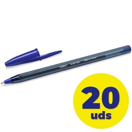 Caja de Bolígrafos de Tinta de Aceite Bic Cristal Exact Ultrafine 992605/ 20 unidades/ Azules - Tiensol