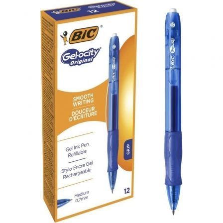 Caja de Bolígrafos de Tinta de Gel Bic Gelocity 526274/ 12 unidades/ Azules - Tiensol