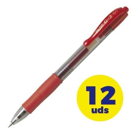 Caja de Bolígrafos de Tinta de Gel Retráctil Pilot G - 2/ 12 unidades/ Rojos - Tiensol