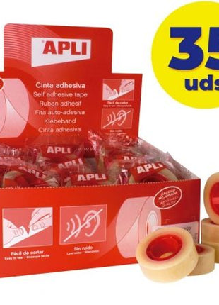 Caja de Cintas Adhesivas Transparentes Apli 11103/ 1.9cm x 33m/ 35 unidades - Tiensol