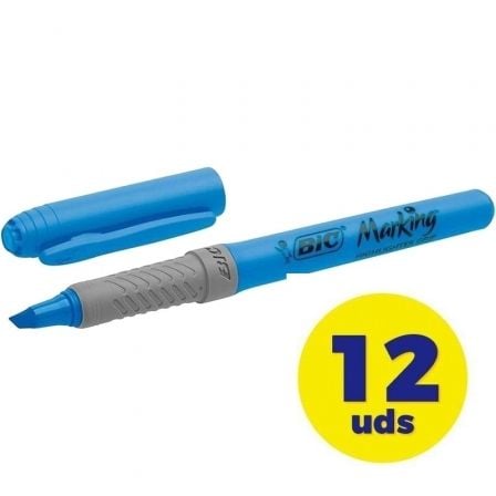 Caja de Marcadores Fluorescentes Bic Marking Highlighter Grip/ 12 unidades/ Azules - Tiensol