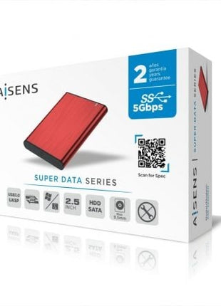 Caja Externa para Disco Duro de 2.5' Aisens ASE - 2525RED/ USB 3.1/ Sin tornillos - Tiensol