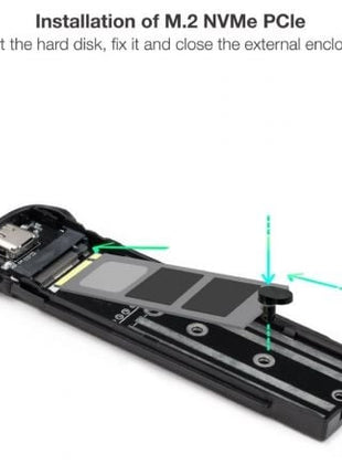 Caja Externa para Disco SSD M.2 NVMe TooQ TQE - 2201BL/ USB 3.1 Gen2/ Sin tornillos - Tiensol