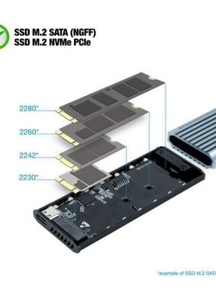 Caja Externa para Disco SSD M.2 NVMe TooQ TQE - 2221G/ USB 3.1 Gen2/ Sin tornillos - Tiensol