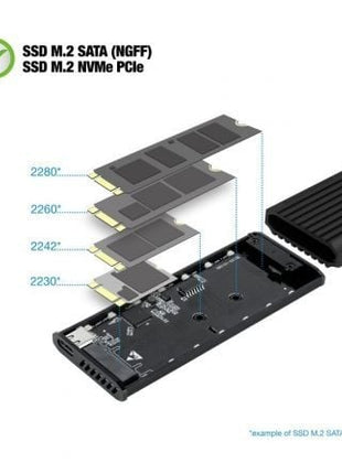 Caja Externa para Disco SSD M.2 NVMe TooQ TQE - 2222B/ USB 3.1 Gen2/ Sin tornillos - Tiensol