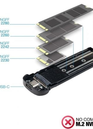 Caja Externa para Disco SSD M.2 TooQ TQE - 2202BR/ USB 3.1 Gen2/ Sin tornillos - Tiensol