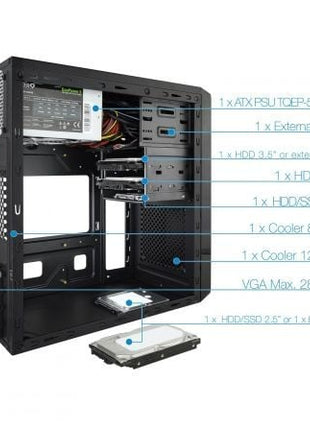 Caja Minitorre TooQ TQC - 4735U3C - B con Fuente 500W - Tiensol