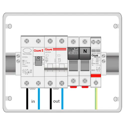 Caja Protecciones AC Monofásico GAVE ACM25SDA 5.8kW 25A 30mA - Kits Protecciones CA