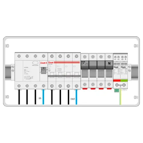 Caja Protecciones AC Trifásico GAVE ACT16SDA 11kW 16A 30mA - Kits Protecciones CA