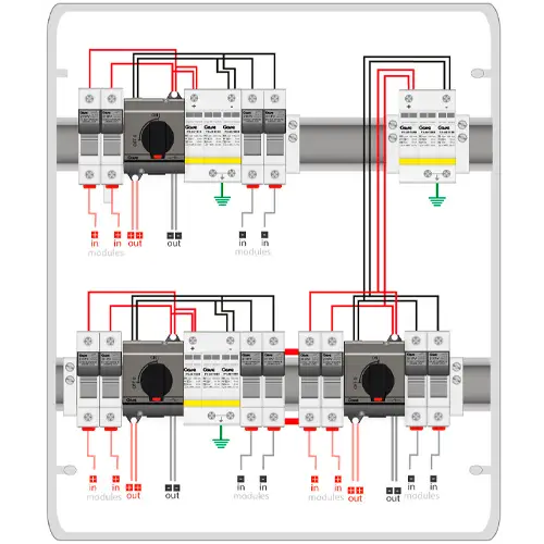 Caja Protecciones DC PV GAVE STM21025P15S/3 3 MPPT 2 Strings 15A 1000V - Kits Protecciones CC