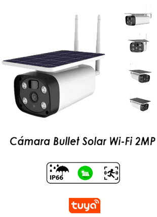 Cámara Solar WiFi Tuya Smart APP Bullet 2MP 3.6 mm - Tiensol