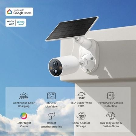 Cámaras de Videovigilancia TP - Link Tapo C425 KIT/ Visión Nocturna/ Control desde APP/ Incluye Panel Solar - Tiensol