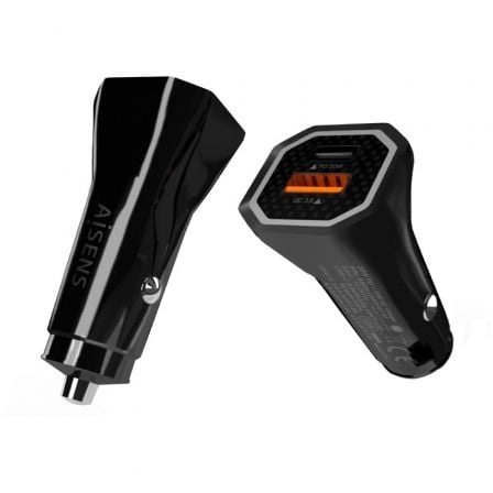 Cargador de Coche Aisens ASCH - CAR2PQC - BK/ 1xUSB - Tipo C/ 1xUSB/ 38W - Tiensol