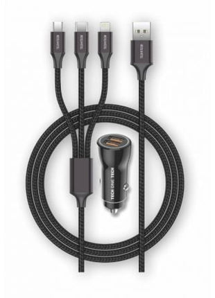 Cargador de Coche Tech One Tech TEC2810/ 2xUSB + Cable 3 en 1/ 2.4A - Tiensol