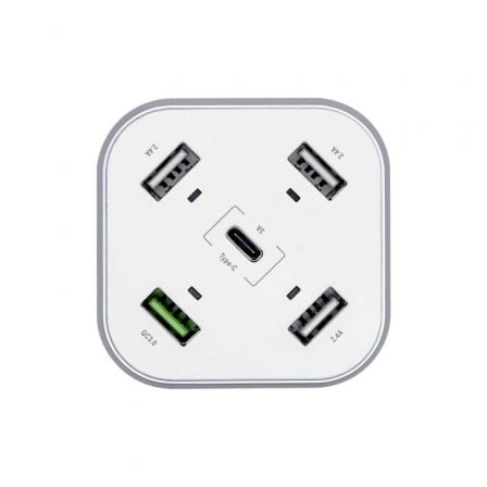 Cargador de Mesa Aisens ASCH - 5PQC - W/ 1xUSB Tipo - C/ 4xUSB/ 48W - Tiensol