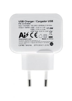 Cargador de Pared Aisens A110 - 0439/ 2xUSB/ 17W - Tiensol