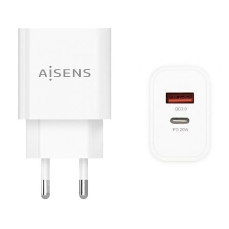 Cargador de Pared Aisens A110 - 0681/ 1xUSB Tipo - C/ 1xUSB/ 20W - Tiensol