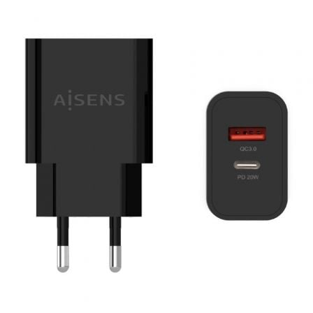 Cargador de Pared Aisens A110 - 0682/ 1xUSB Tipo - C/ 1x USB/ 20W - Tiensol