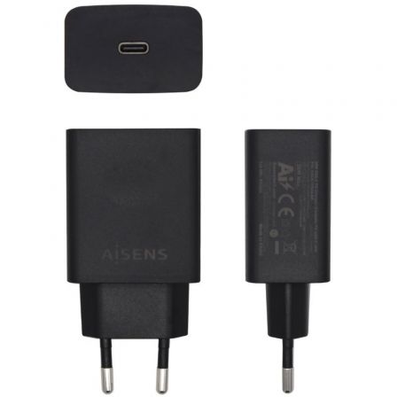 Cargador de Pared Aisens ASCH - 1PD20 - BK/ 1xUSB Tipo - C/ 20W - Tiensol