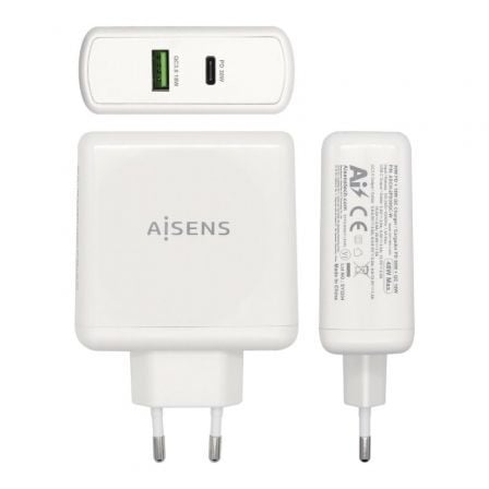 Cargador de Pared Aisens ASCH - 2PD30QC - W/ 1xUSB Tipo - C/ 1x USB/ 48W - Tiensol