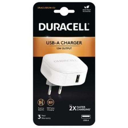 Cargador de Pared Duracell DRACUSB12W - EU/ 1xUSB/ 2.4A - Tiensol