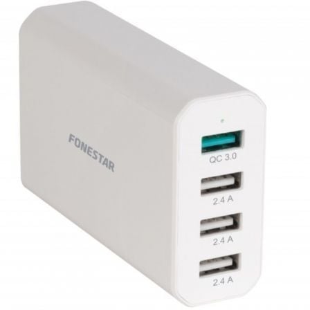 Cargador de Pared Fonestar USBPOWER - 4D/ 4xUSB/ 40W/ Blanco - Tiensol