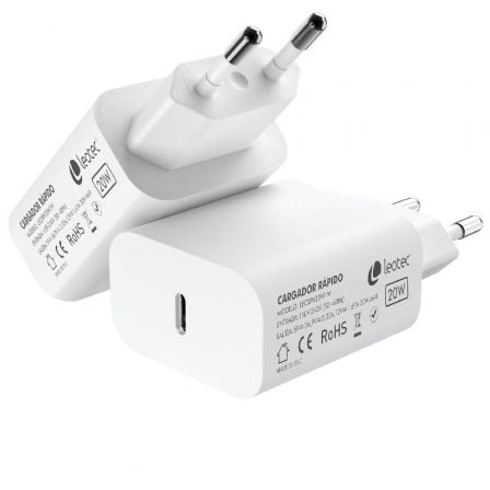 Cargador de Pared Leotec LECSPH20W1W/ 1xUSB Tipo - C/ 20W - Tiensol