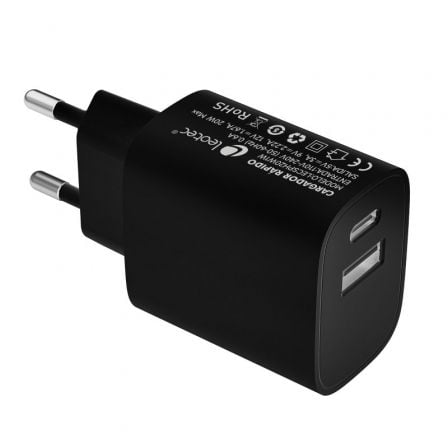 Cargador de Pared Leotec LECSPH20W2K/ 1xUSB Tipo - C/ 1xUSB/ 20W - Tiensol