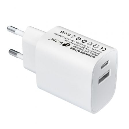 Cargador de Pared Leotec LECSPH20W2W/ 1xUSB Tipo - C/ 1xUSB/ 20W - Tiensol