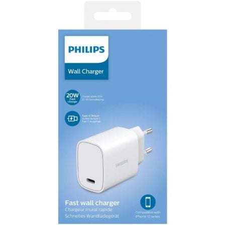 Cargador de Pared Philips DLP4329C/ 1xUSB Tipo - C/ 20W - Tiensol