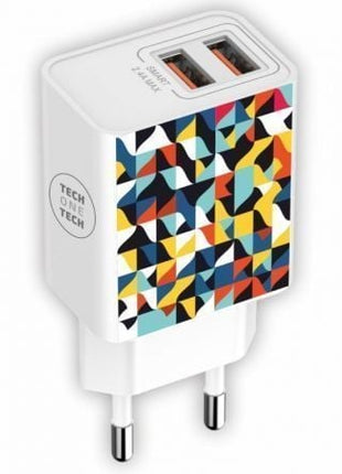 Cargador de Pared Tech One Tech Kaleydos TEC2508/ 2xUSB/ 2.4A/ Blanco - Tiensol