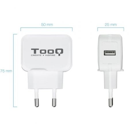 Cargador de Pared TooQ TQWC - 1S01WT/ 1xUSB/ 12W/ Blanco - Tiensol