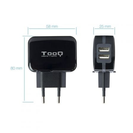 Cargador de Pared TooQ TQWC - 1S02/ 2xUSB/ 17W - Tiensol