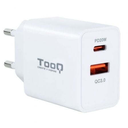 Cargador de Pared TooQ TQWC - 2SC04WT/ 1xUSB Tipo - C/ 1xUSB/ 20W - Tiensol